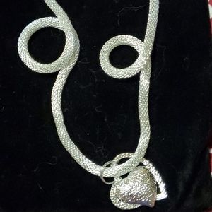 NEW SS HEART MESH NECKLACE